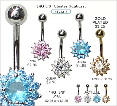 SV4214, 14G Navel Cluster Sunburst MAIN