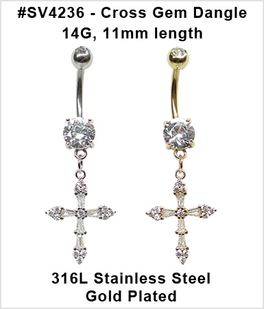 #SV4236 - 14G Cross Gem Dangle MAIN