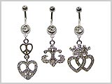 SV5630, Gem 14 Gauge Navel Curve Dangles THUMBNAIL