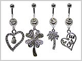 SV5637, Gem 14 Gauge Navel Curve Dangles THUMBNAIL