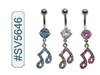 SV5646,  Music Note Dangle Gem 14G Navel Curve THUMBNAIL