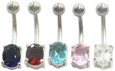 SV7021 Oval Solitaire Gem Navel MAIN