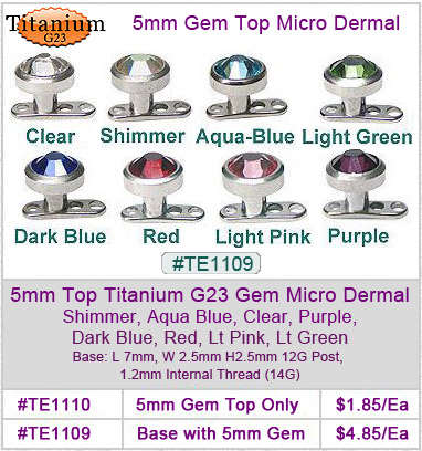 TE1109, Titanium Round 5mm Gem Micro Dermal MAIN