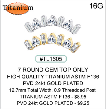 #TL1605 Titanium ASTM F136 7 Gem Threaded MAIN