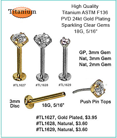 #TL1629 Titanium 18G Push Pin MAIN