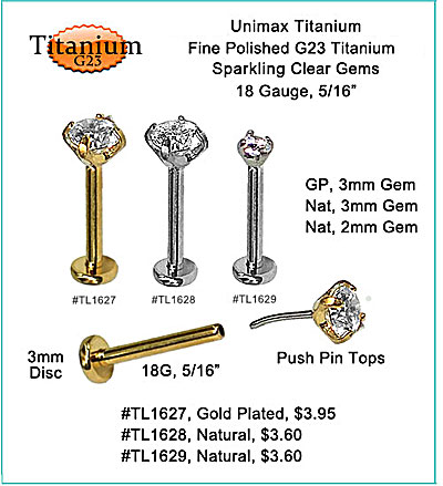 #TL1629 Titanium 18G Push Pin MAIN