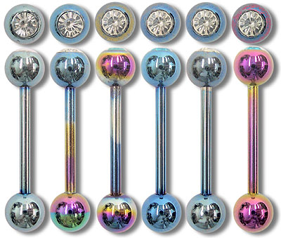 TSB0211 Gem Ball Titanium Coated Barbell MAIN