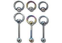 TSB0601 Titanium Coated Gem Hoop Barbell THUMBNAIL