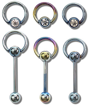 TSB0601 Titanium Coated Gem Hoop Barbell MAIN