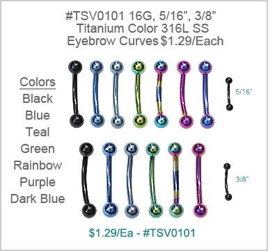TSV0101, 16G Titanium Colors 316L Curve MAIN