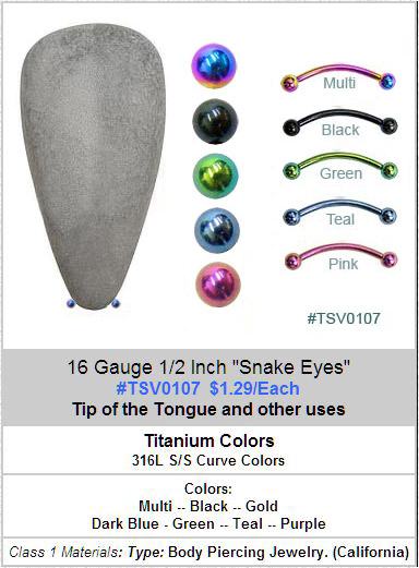 TSV0107 16 G 1/2" Color Snake Eye Curves MAIN