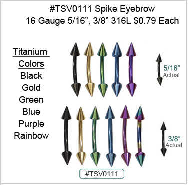 TSV0111, Titanium Spike Eyebrow Curve MAIN