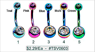 TSV0603, TSV0604, Titanium Color Single Gem Navel MAIN