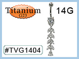 TVG1404 Titanium G23 Body Piercing Jewelry Double Gem Curve Silver Clear Gem Vine THUMBNAIL