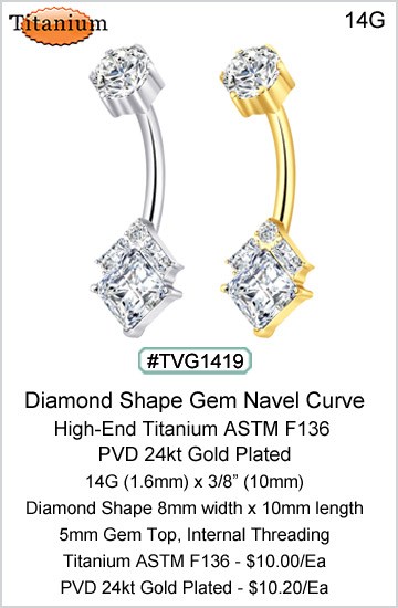 TVG1419 Gem Curve Titanium ASTM F136 PVD 24kt Gold Plated MAIN