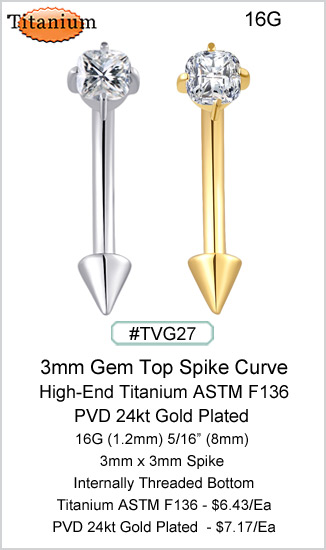 TVG27 Top Gem Spike Curve Titanium ASTM F136 MAIN