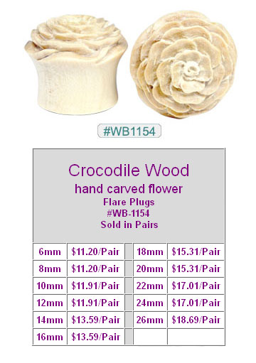 WB1154 Crocodile Wood Flower Plugs MAIN