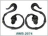 WB2074, Black Wood Spiral Skull and Bones THUMBNAIL
