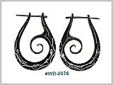 WB2076, Black Wood Earrings with Inlay THUMBNAIL