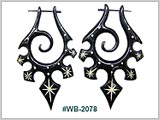 WB2078, Black Wood Earrings with Inlay THUMBNAIL
