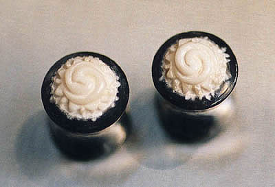 WB3201 Horn with Borneo Lotus Spiral Inlay Pair MAIN
