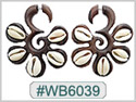 #WB6039 -  Wooden Tribal Earring - Shell THUMBNAIL