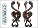 #WB6042 -  Narra Wood Tribal Earring - Key To My Heart THUMBNAIL