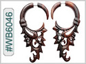 #WB6046 - Ornate Narra Wood Tribal Earring THUMBNAIL