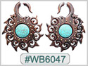 #WB6047 -  Wooden Tribal Earring Stone Inlay THUMBNAIL