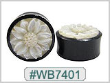 WB7401 Black Horn Plug with White Shell Flower THUMBNAIL