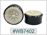 WB7402 Black Horn Plug with White Shell Flower THUMBNAIL