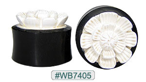WB7405 Carved Flower, Bone and Horn Plugs MAIN