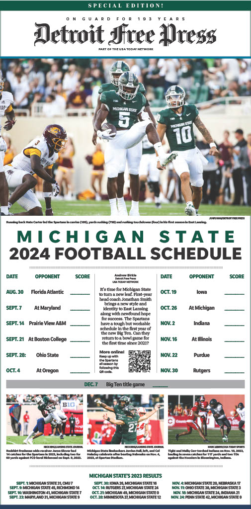 Michigan State Football Schedule Poster MAIN