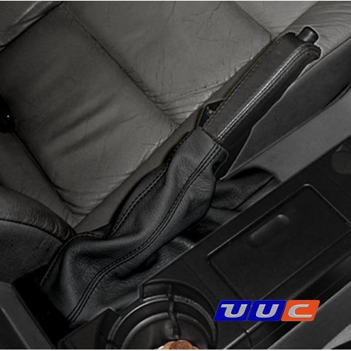 GARAGE SALE - Parking brake boot - black leather with black stitching for E46 (all models) THUMBNAIL