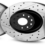 FRONT pair of OE-type SLOTTED & DRILLED replacement brake rotors - 34 11 2 227 171/2 THUMBNAIL
