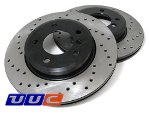 REAR pair of OE-type DRILLED/plated replacement brake rotors - 34 21 2 227 177/8 THUMBNAIL