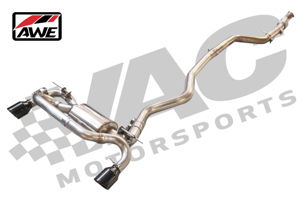 AWE Tuning Axle Back Exhaust with 102mm Diamond Black Tips, BMW F3X 335i/435i SWATCH