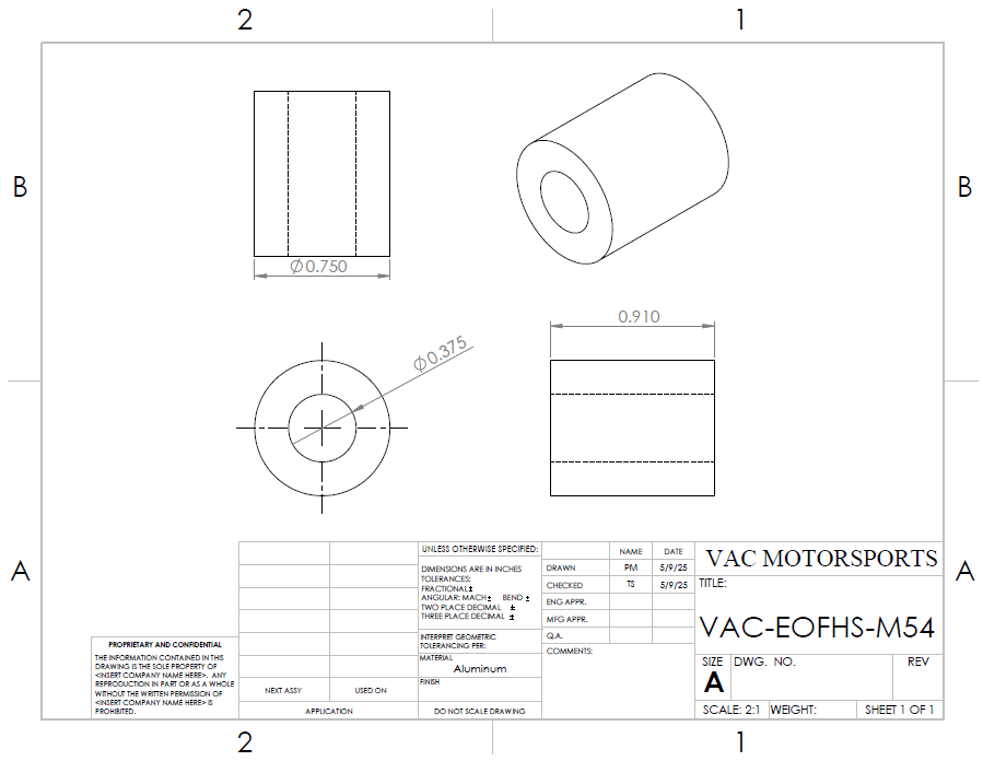 VAC Motorsports Oil Filter Housing Power Steering Pump Spacer, BMW M54 SWATCH