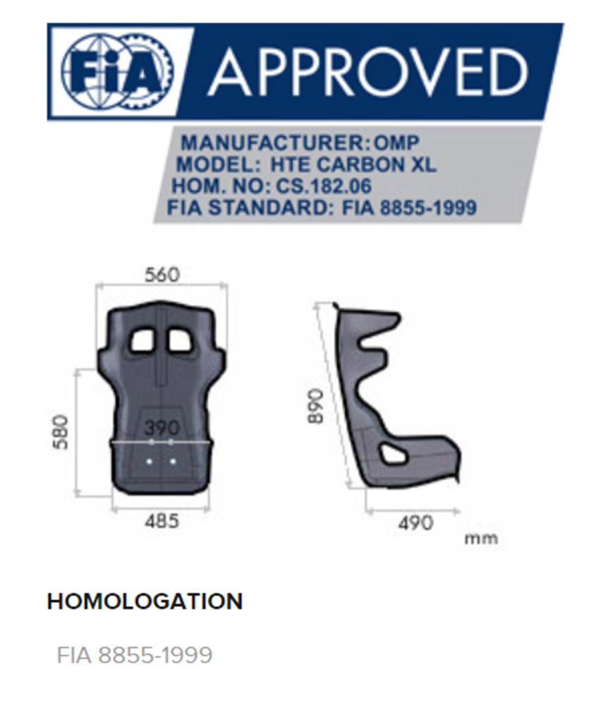 OMP HTE-R XL Carbon Fiber Racing Seat SWATCH