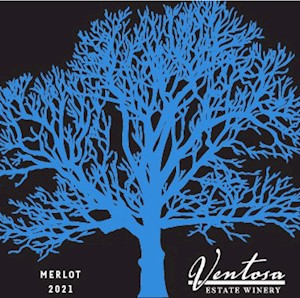 Bottle of 2021 Merlot red wine from Ventosa Vineyards – Finger Lakes, NY LARGE