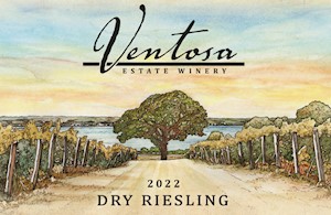 Bottle of 2022 Dry Riesling from Ventosa Vineyards – Finger Lakes white wine LARGE
