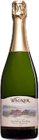 Bottle of Sparkling Riesling wine with our vinifera wine label featuring our distinctive Octagon shaped winery. THUMBNAIL