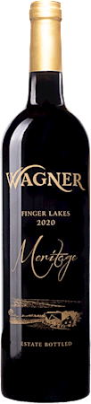 Bottle of our bordeaux style blend: Meritage. This blend features Cabernet Franc, Cabernet Sauvignon, and Merlot. MAIN