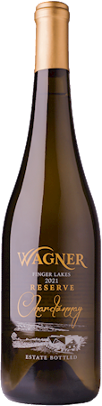 A bottle of our Reserve Chardonnay a signature style of Chardonnay lightly oaked with distinctive fruit flavors. MAIN