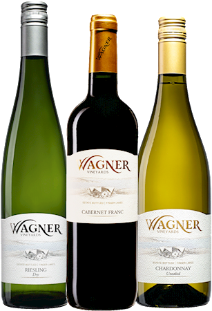 One bottle each of Riesling Dry, Chardonnay Unoaked, and Cabernet Franc MAIN