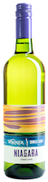 Bottle of the New York Native varietal, Niagara wine with our Seneca Series label inspired by the sunsets on Seneca Lake MAIN