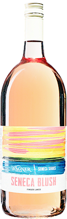 Magnum size bottle of Seneca Blush wine with our Seneca Series label inspired by the sunsets on Seneca Lake MAIN