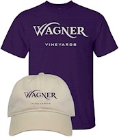 Wagner Vineyards purple t-shirt and hat combo MAIN
