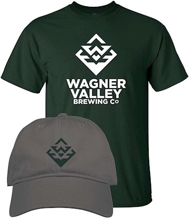 Wagner Valley Brewing Co. green t-shirt and ballcap combo MAIN