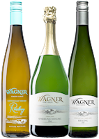 One bottle each of Riesling Caywood East Vineyard, Riesling Dry, and Riesling Sparkling THUMBNAIL